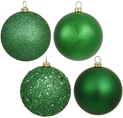 Vickerman 6" Green 4-Finish Ball Ornament Assortment, 4 per Box | Amazon (US)