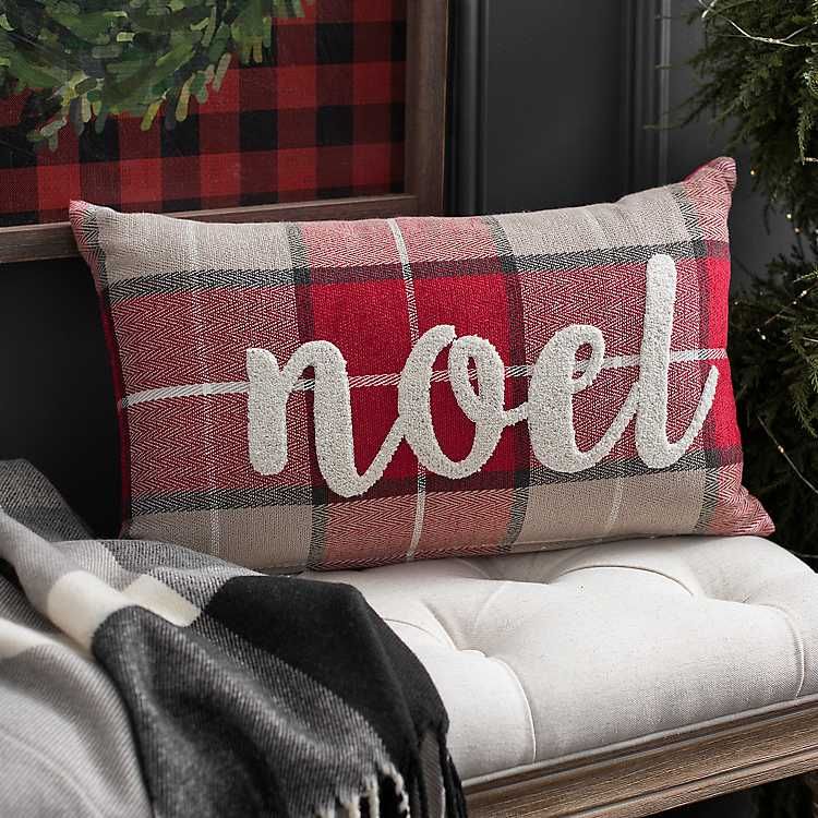 Noel Plaid Pillow | Kirkland's Home