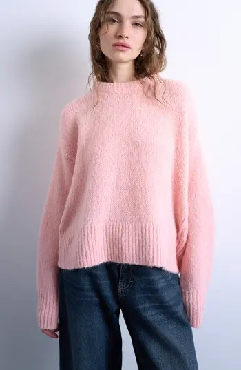 Topshop Fluffy Crewneck Sweater in Pink at Nordstrom Rack, Size Small | Nordstrom Rack