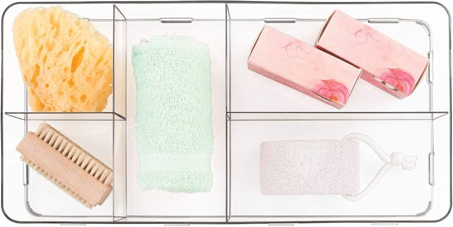 iDesign Clarity Plastic Divided Organizer, Interlocking Storage Container for Vanity, Bathroom, K... | Amazon (US)