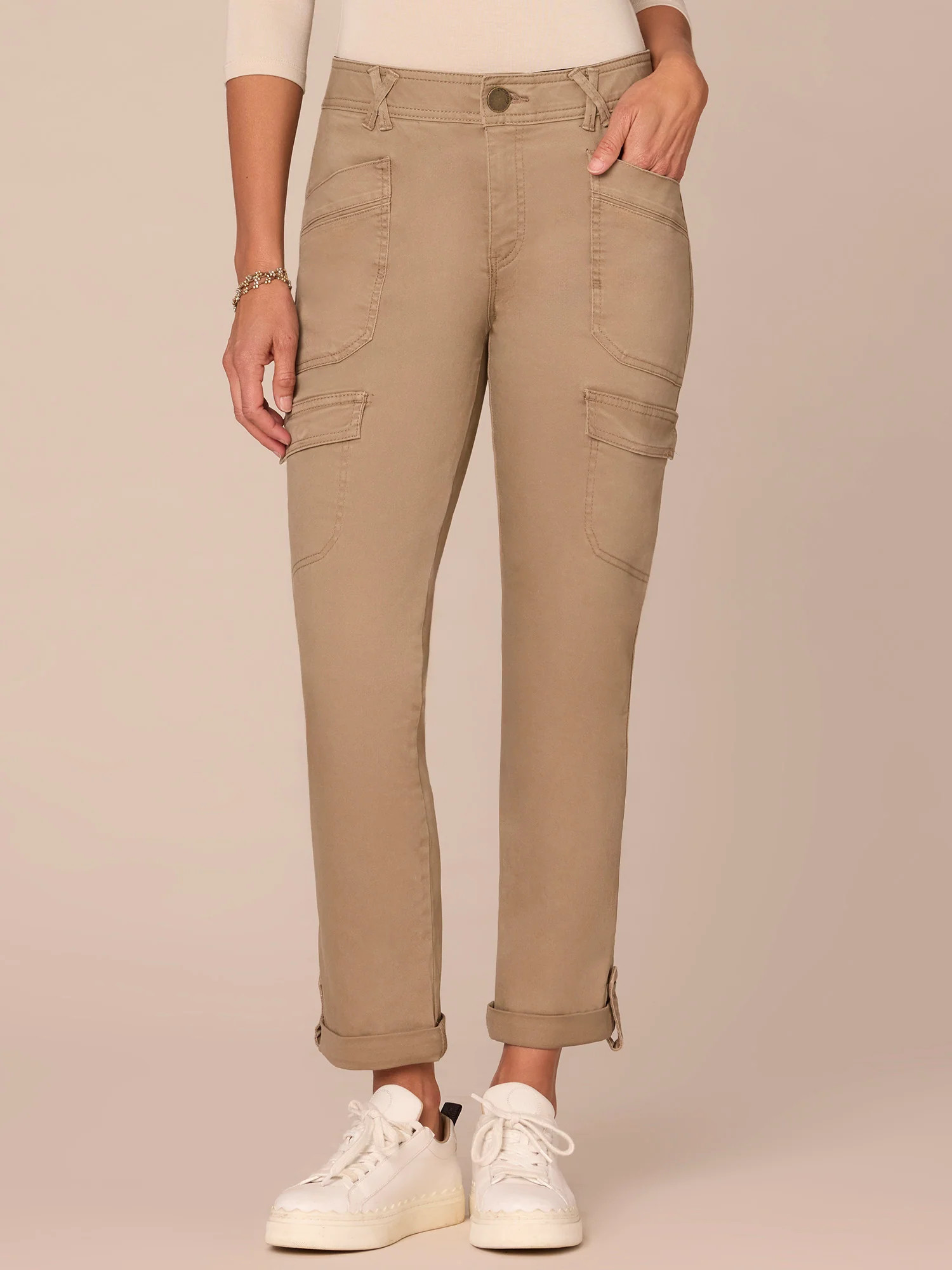 "Ab"solution High Rise Roll Cuff Cargo Pocket Utility Pants | Democracy Clothing