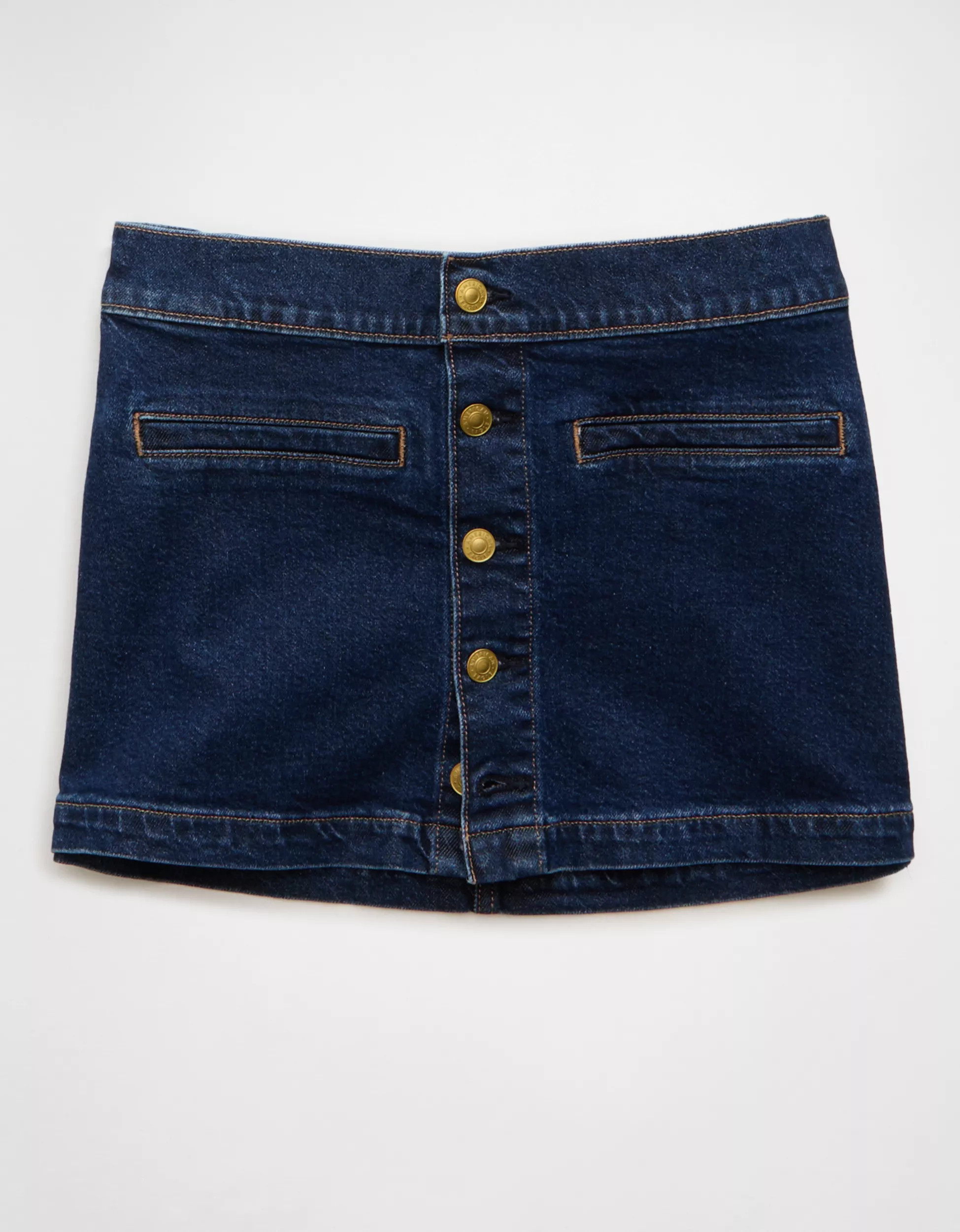 AE Stretch Low-Rise Denim Mini Skirt | American Eagle Outfitters (US & CA)
