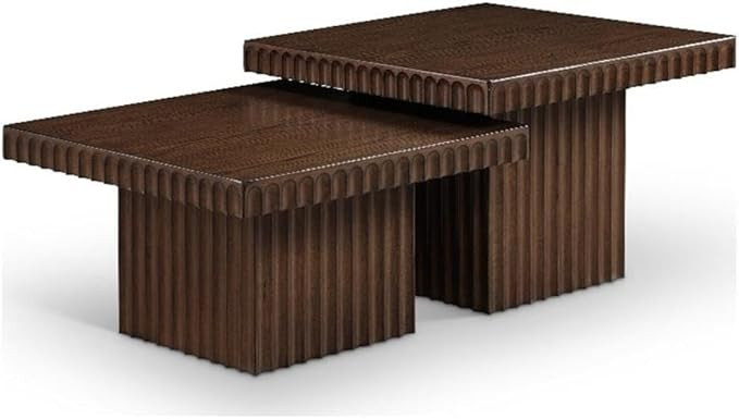 Meridian Furniture 253Brown-CT-2A Spencer Collection Art Deco 2 Piece Coffee Table with Rich Brow... | Amazon (US)