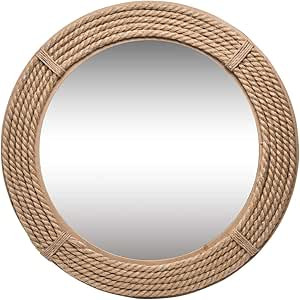 Foreside Home and Garden 23.75 inch Diameter Round Wrapped Rope Wall Mirror, Brown | Amazon (US)