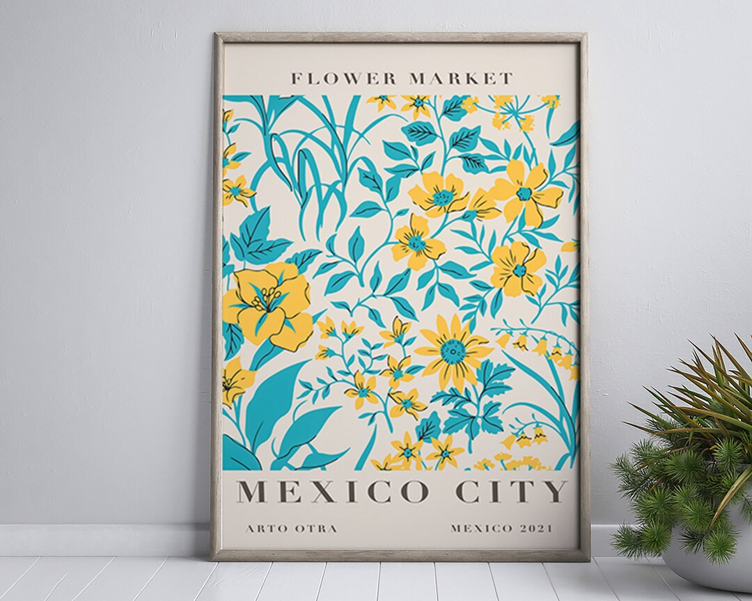 Flower Market Art Print, Mexico City Poster, Mexico Travel Poster, Mexico Watercolor Wall Art, Wa... | Etsy (US)