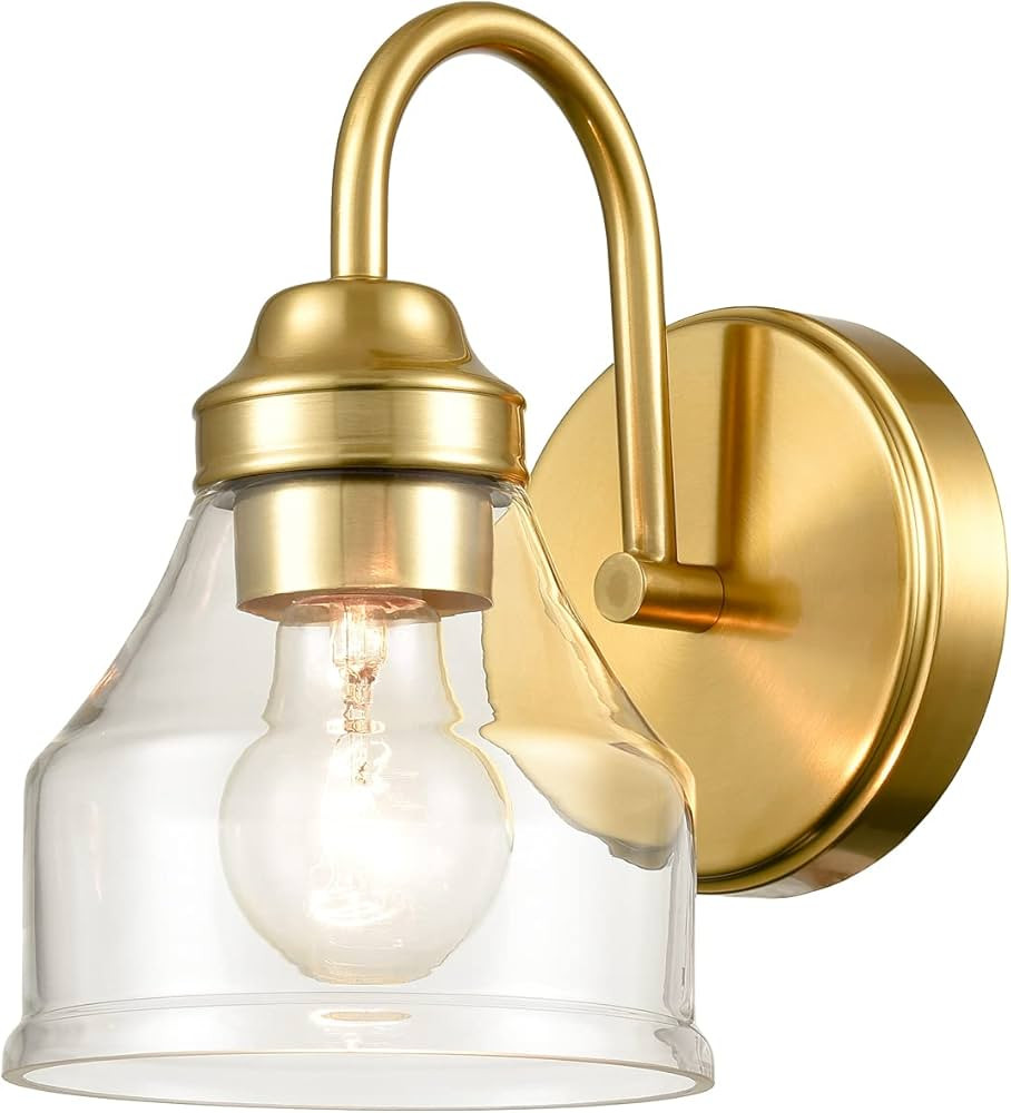 DANSEER Modern Brass Wall Sconce Bathroom Light Fixture with Clear Glass Shade | Amazon (US)