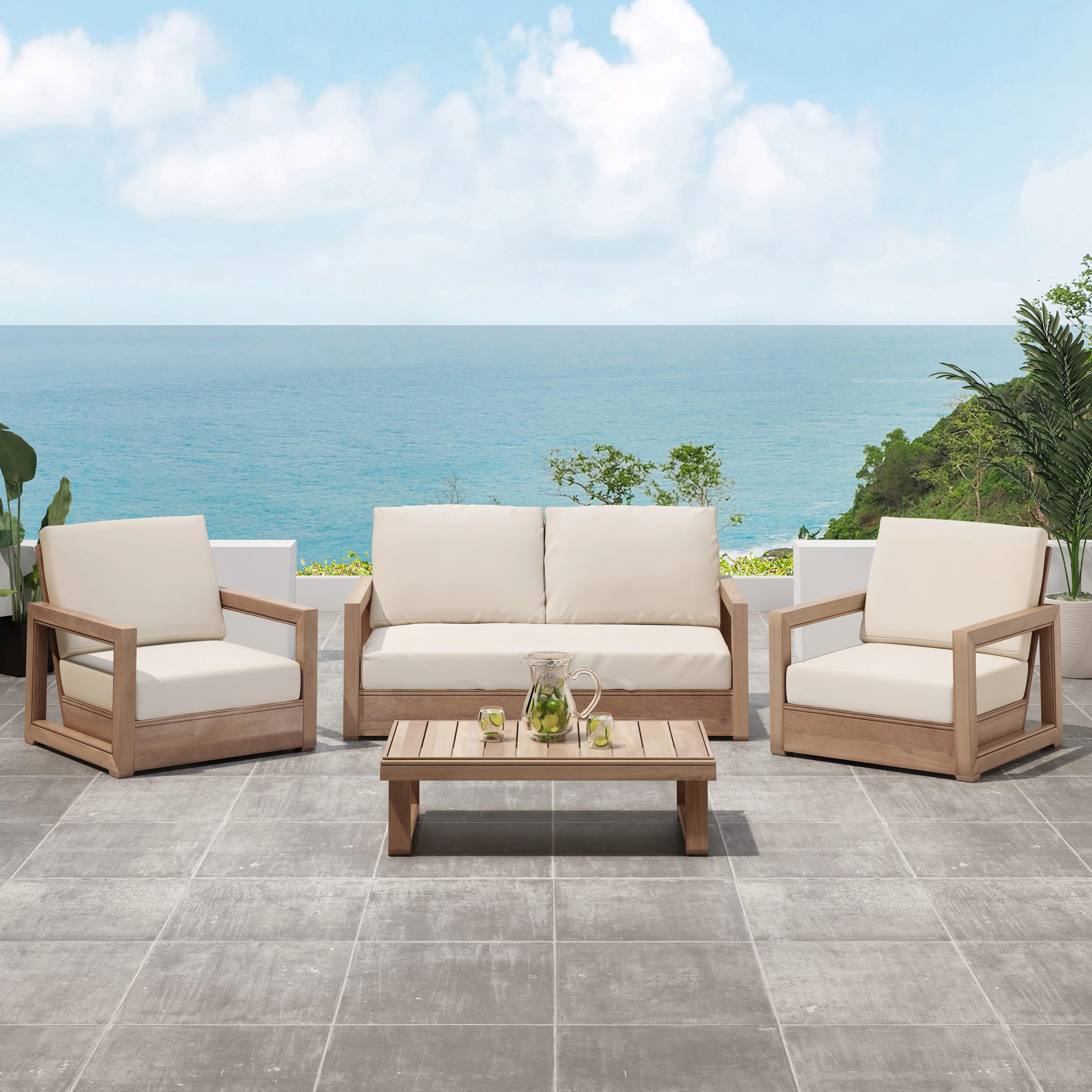 Donnie 4 Piece Sofa Seating Group with Cushions | Wayfair North America