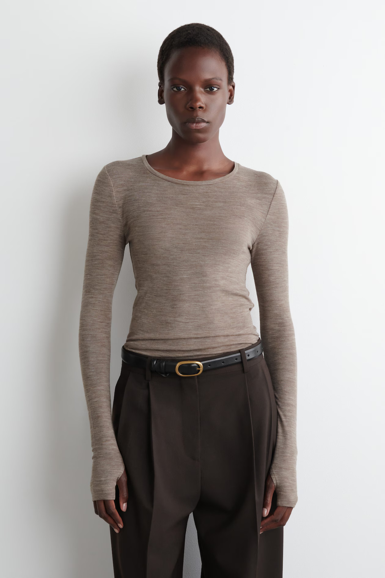 SLIM MERINO WOOL SWEATER - TAUPE MELANGE | COS US | COS (US)