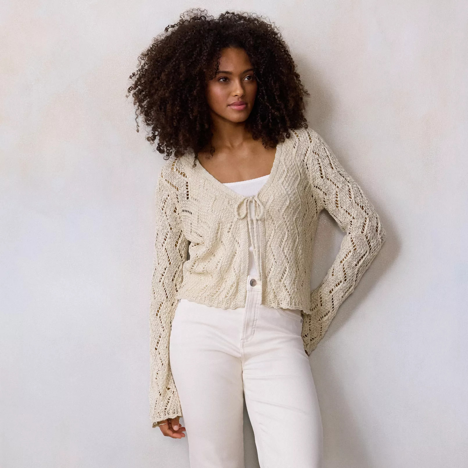 Petite LC Lauren Conrad Scallop Hem Cardigan | Kohl's