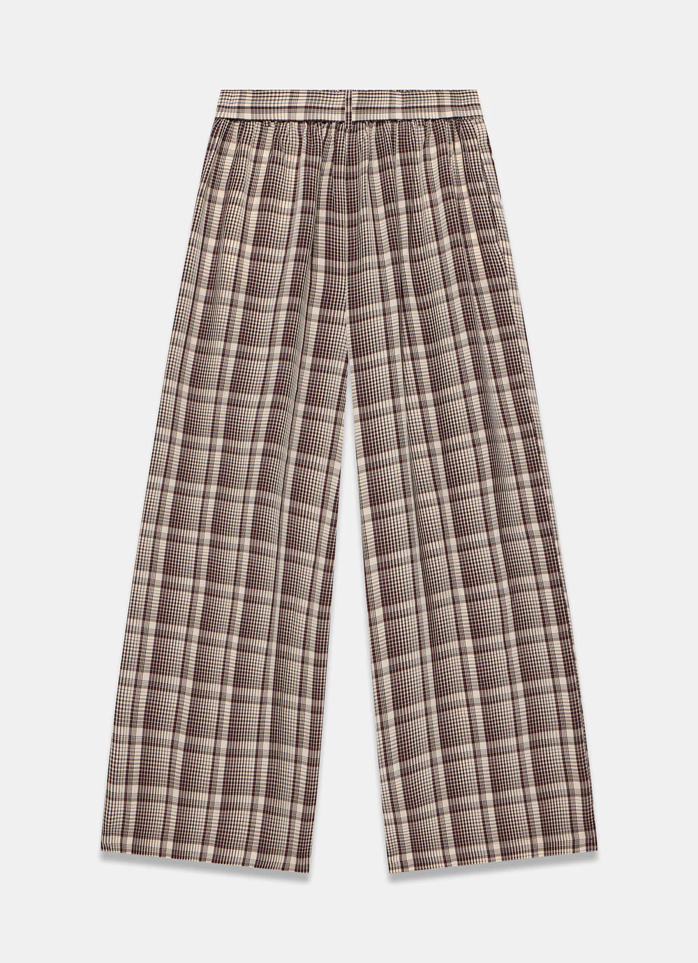 Brown Check Belted Wide Leg Trousers | Mint Velvet