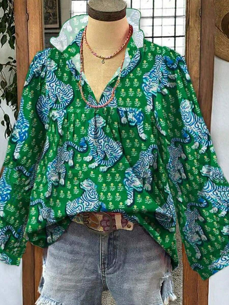 Vacation Holiday Outfit Leopard Pattern With Wooden Ear Edge, Casual Spring And Autumn Explosive ... | SHEIN