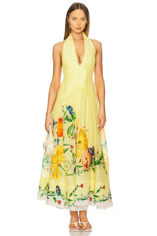 Alemais Dahlia Halter Gown in Lemon from Revolve.com | Revolve Clothing (Global)