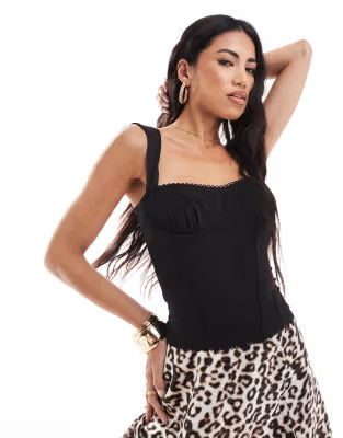 Edikted corset top with lace edge in black | ASOS | ASOS (Global)