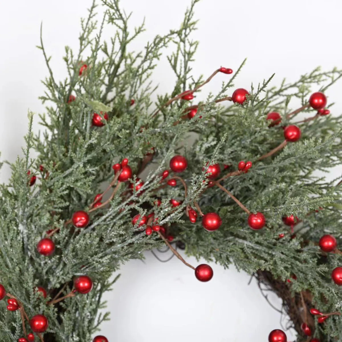 22" Artificial Winter Christmas Cypress Berry Wreath For Front Door | Wayfair North America