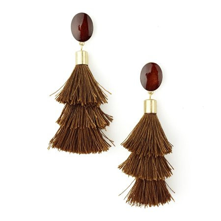Three Layered Tassel Drop Earrings Brown 3-1/2-Inch | Walmart (US)