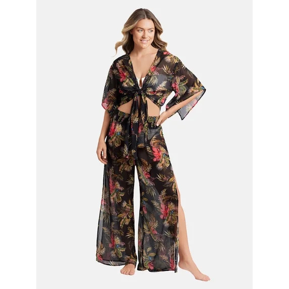 Sofia by Sofia Vergara Women's and Women's Plus Batwing Crop Top Cover up | Walmart (US)