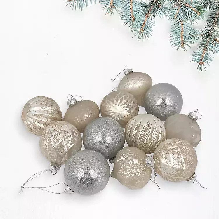 Champagne Mercury Glass Christmas Ornament Set | Kirklands