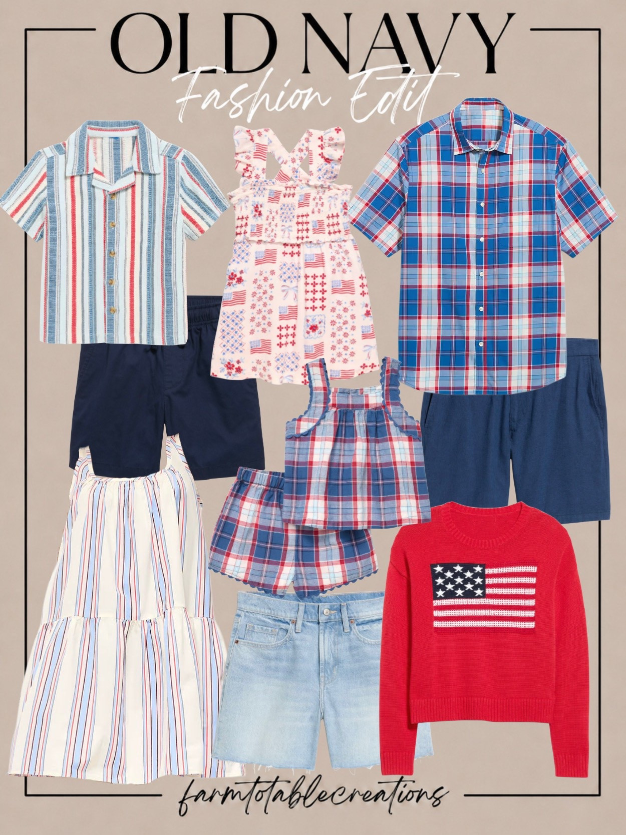 Old Navy Red, White & Blue Finds ❤️🤍💙

Getting ready for summer celebrations? These patriotic Old Navy finds are perfect for everything from backyard BBQs and parades to fireworks and family photos. With coordinating styles for the whole family, it’s easy to create festive looks that are comfortable, affordable, and ready for every memory-making moment.

From classic plaid and stripes to sweet Americana-inspired details, these pieces are perfect for celebrating all season long while staying stylish and comfortable.

Follow @farmtotablecreations on Instagram for more cozy home finds and trending decor.

#OldNavyStyle #AmericanaStyle #FourthOfJulyOutfits #PatrioticStyle #FamilyMatchingOutfits #SummerFashion #RedWhiteAndBlue #OldNavyFinds #KidsFashion #FamilyStyle #HolidayOutfits #FourthOfJulyFashion #AffordableFashion #SummerWardrobe #PatrioticOutfits #FamilyPhotoOutfits #LTKFashion #LTKFamily #FarmToTableCreations #SummerCelebrations

#LTKMens #LTKKids #LTKOver40