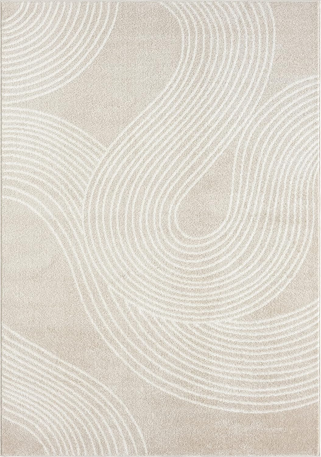 Abani Nuevo Collection Area Rug - Transitional Beige/Cream Design -4'x6' - Easy to Clean - Durabl... | Amazon (US)