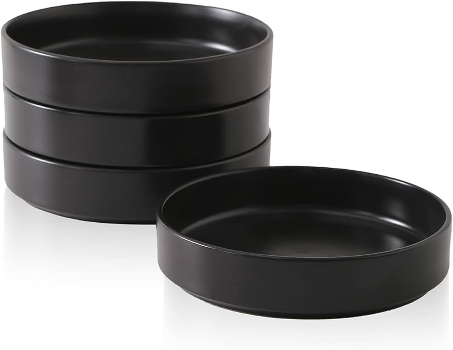 Stone Lain Celina Stoneware Bowl Set, 4-Piece Pasta Bowls, Bowls for Kitchen, Black | Amazon (US)