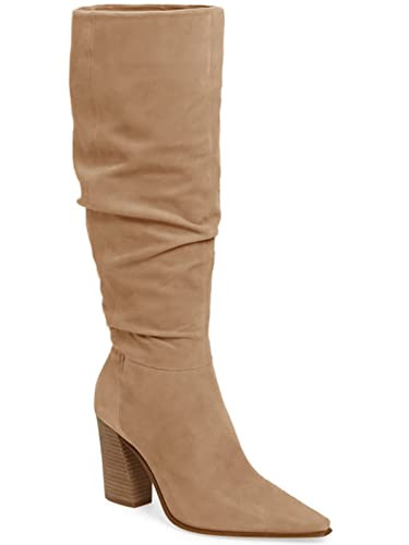 Amazon.com | PiePieBuy Womens Faux Suede Knee High Boots Wide Calf Pointed Toe High Chunky Heel S... | Amazon (US)