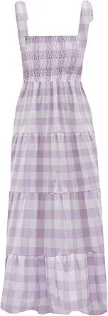 kinstell Women's Summer Boho Spaghetti Strap Square Neck Ruffle Casual Flowy Long Dress Beach Swi... | Amazon (US)