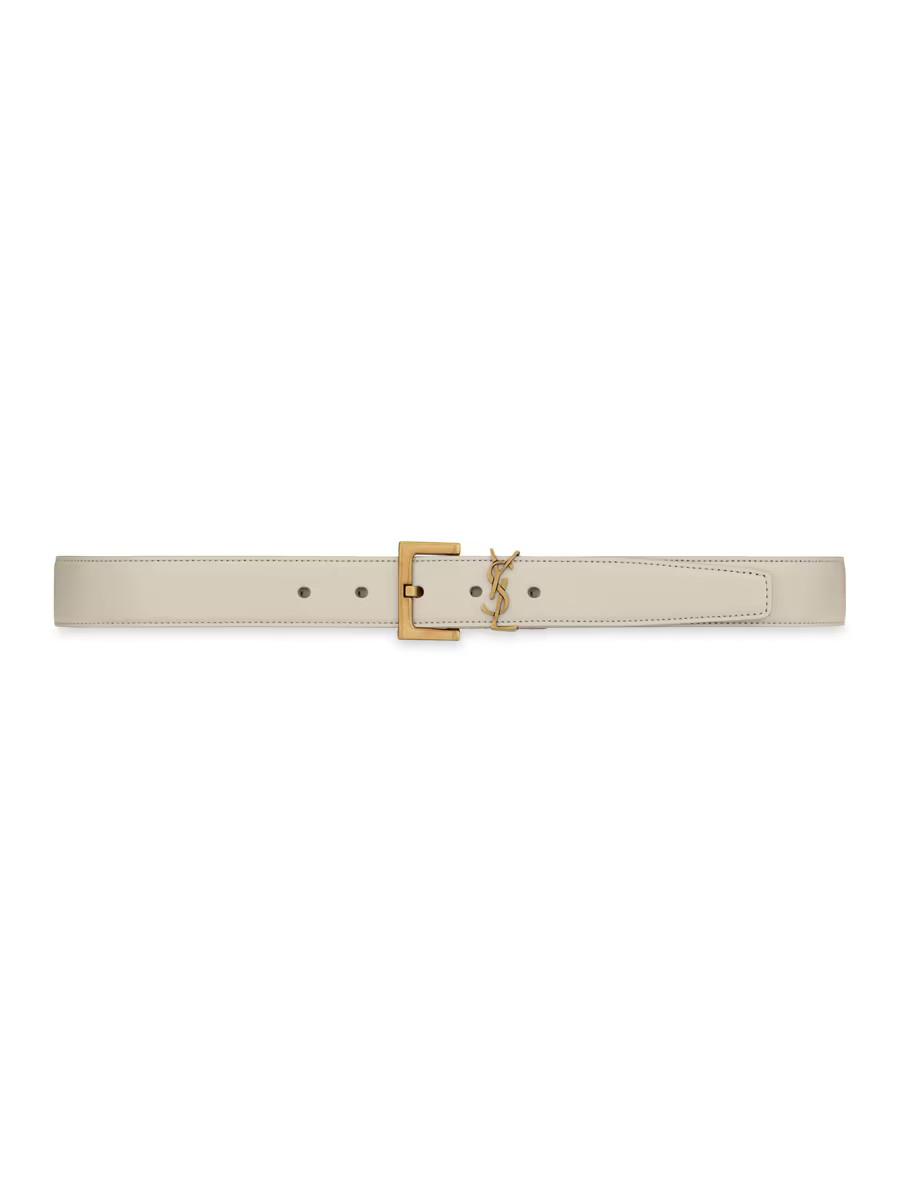 Cassandre Belt with Square Buckle in Grained Leather | Saks Fifth Avenue