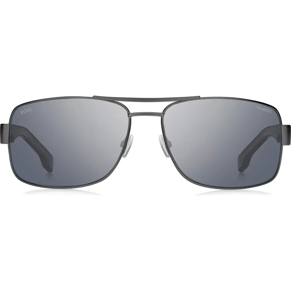 BOSS 62mm Oversize Polarized Navigator Sunglasses in Dark Ruthenium/Grey Polar at Nordstrom | Nordstrom