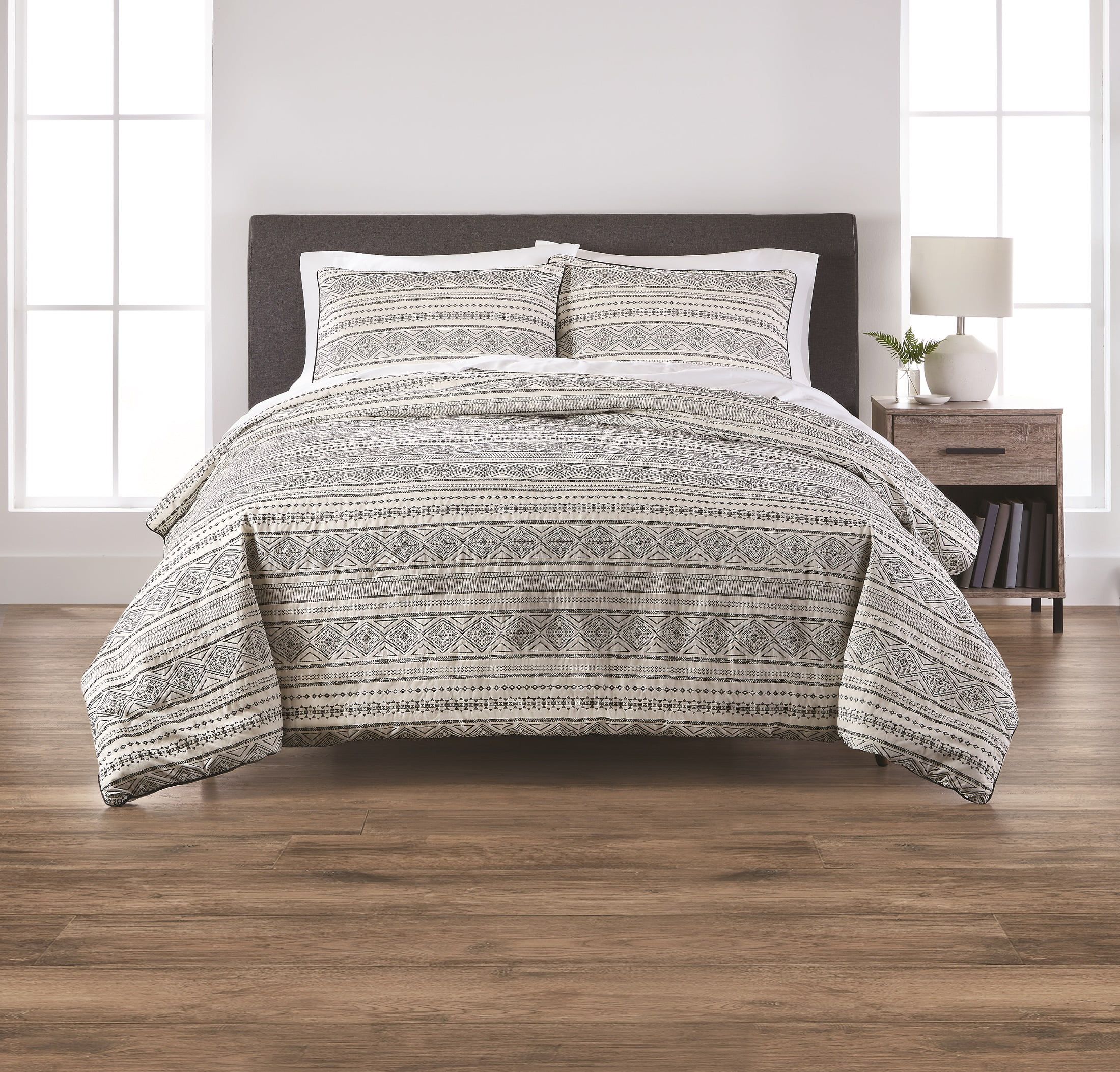 Better Homes & Gardens 3-Piece Full/Queen Textured Stripe Comforter Set, Gray | Walmart (US)