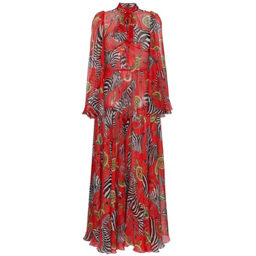 Dolce & Gabbana Vestido maxi estampado de seda - Vermelho | FarFetch BR