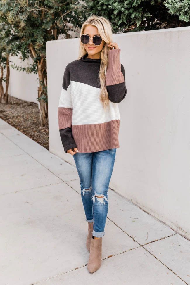 Endless Possibilities Colorblock Turtleneck Black Sweater FINAL SALE | The Pink Lily Boutique