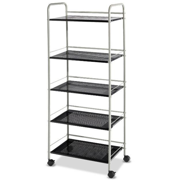 Costway 5 Tiers Garage Kitchen Storage Cart Rack Mesh Shelf Utility Cart White Black | Target