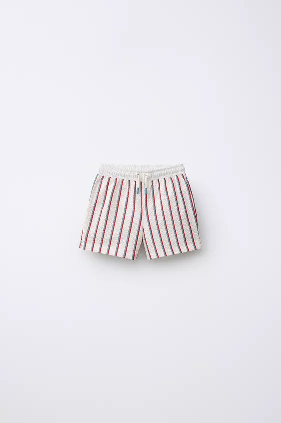 2-6 YEARS / TEXTURED STRIPED SWIM SHORTS | Zara US