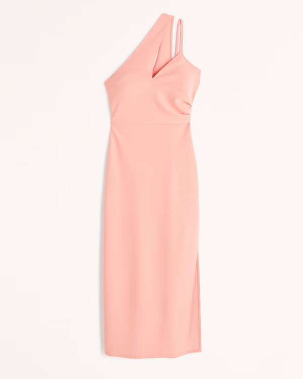 Women's Asymmetrical Ruched Maxi Dress | Women's Dresses & Jumpsuits | Abercrombie.com | Abercrombie & Fitch (US)