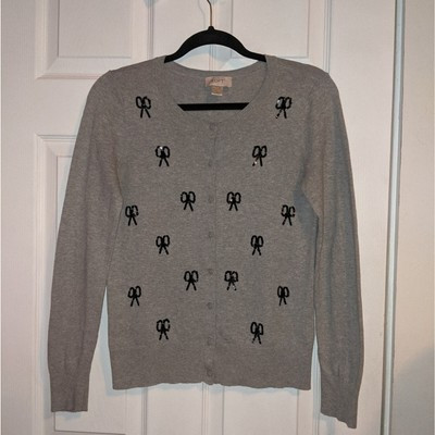 Ann Taylor Loft Gray Button Down Black Sequined Bows Cardigan S  | eBay | eBay US