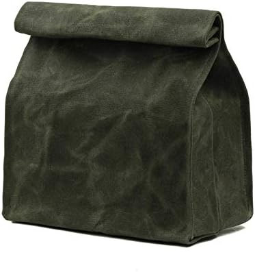 Kaaltisy Heavy Duty 16oz Waxed Canvas Lunch Bag, Foldable Lunch Box with Hook & Loop, Reusable Me... | Amazon (US)