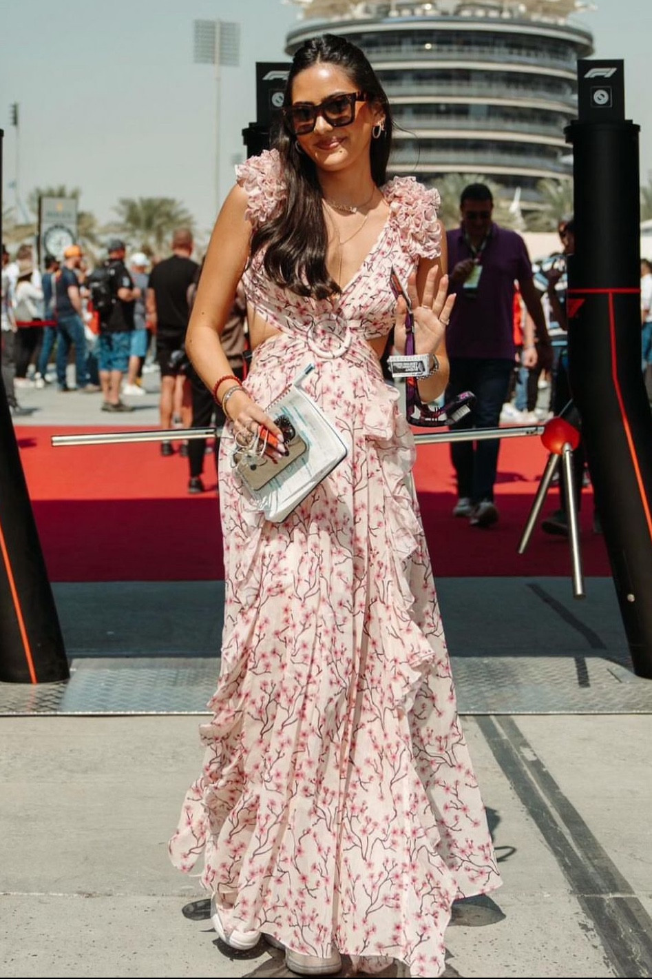 Bahrain GP 💗 

Sadly I think the exact dress I was wearing the ‘Cassini’ dress is out of stock but I couldn’t not mention this brand and share a couple of my other favourites from the line. This dress was everything and the sneakers with it made it more casual, and allowed me to run around the paddock going from shoot to shoot.
