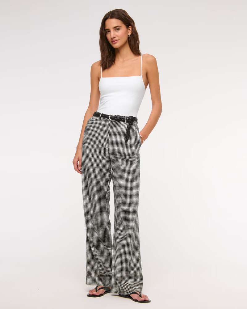 Women's Tailored Linen-Blend Wide Leg Pant | Women's Bottoms | Abercrombie.com | Abercrombie & Fitch (US)