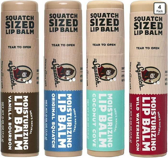 Dr. Squatch Natural Lip Balm for Men – Men’s Lip Care for Dry, Chapped Lips – Coconut Oil, ... | Amazon (US)