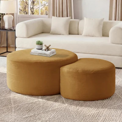 Esther Corduroy Round Ottoman (Set Of 2) | Wayfair North America