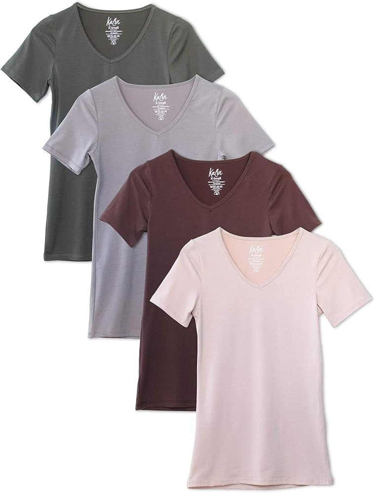 Kalon Women's 4-Pack V-Neck T-Shirt Base Layer | Amazon (US)