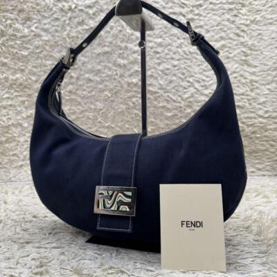 Authenticity GuaranteeFENDI Mamma Baguette Denim Harf Moon Croissant Shoulder Bag FF Rare 250329T | eBay US