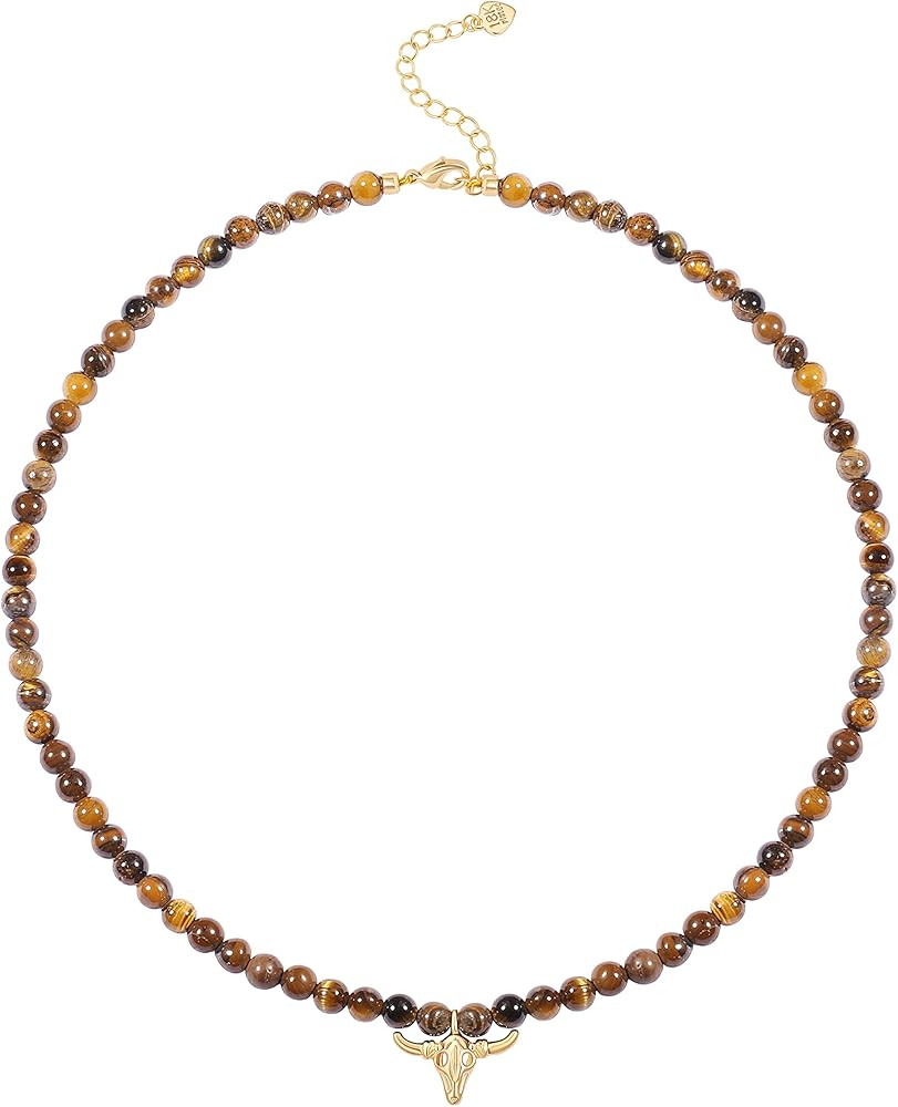 Turquoise Gemstone Beaded/Gold Bead/Pearl Pendant Necklace Boho Vintage Handmade Blue Turquoise C... | Amazon (US)