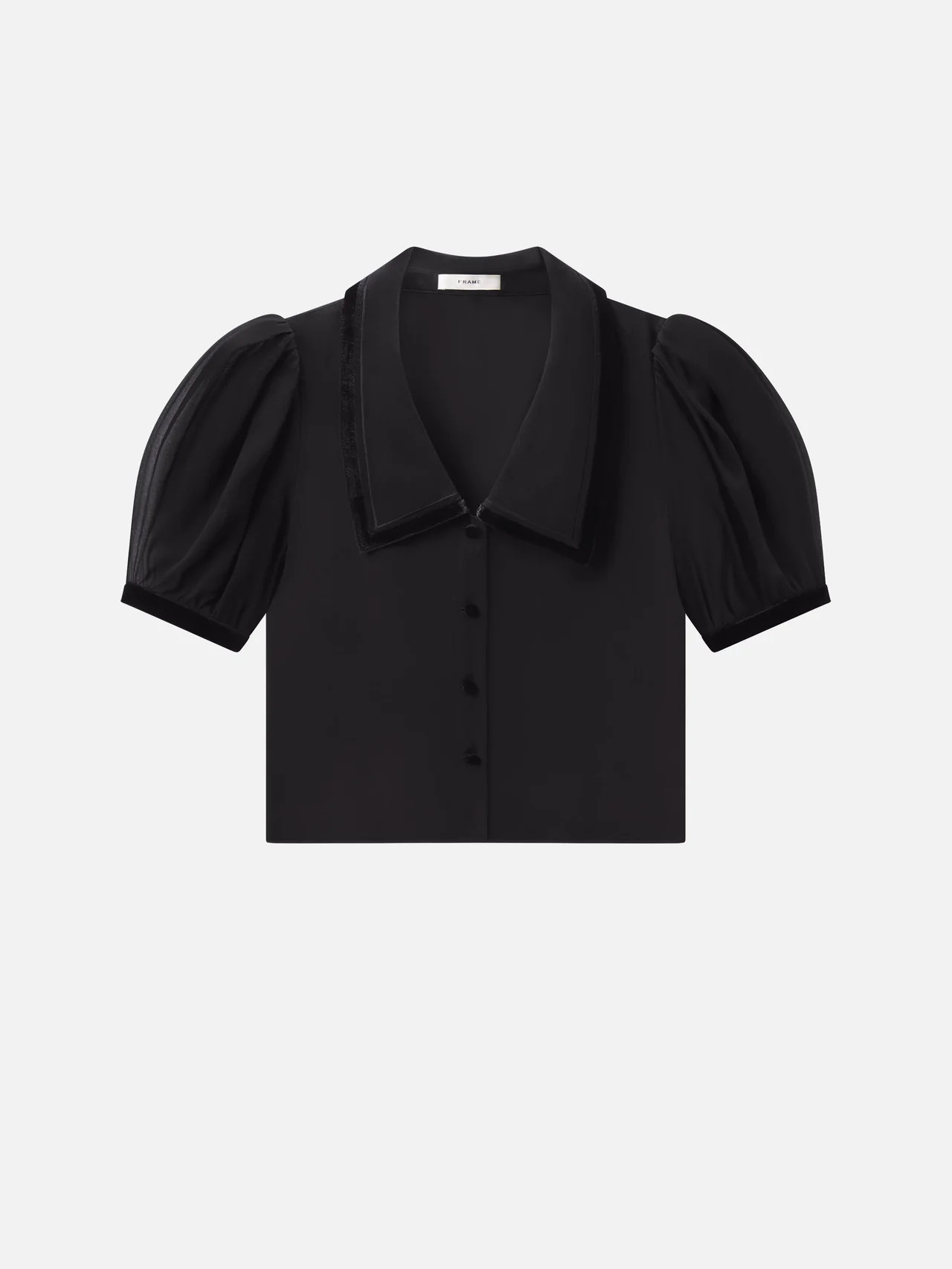 THE VELVET TRIM SAILOR BLOUSE BLACK | Frame Denim