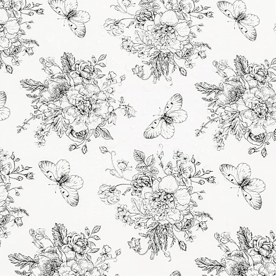 197"X17.8"Black and White Peel and Stick Wallpaper Butterfly Wallpaper Removable Contact Paper Fl... | Amazon (US)