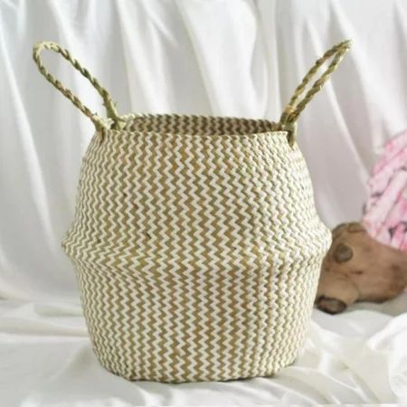 EleaEleanor Handwoven Seagrass Basket with Handles Foldable Storage Basket for Laundry, Picnic, Pot  | Walmart (US)