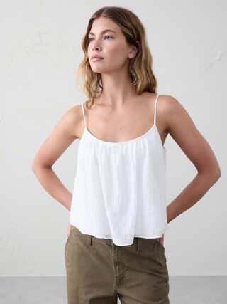 Seersucker Shirred-Neck Cami | Banana Republic Factory