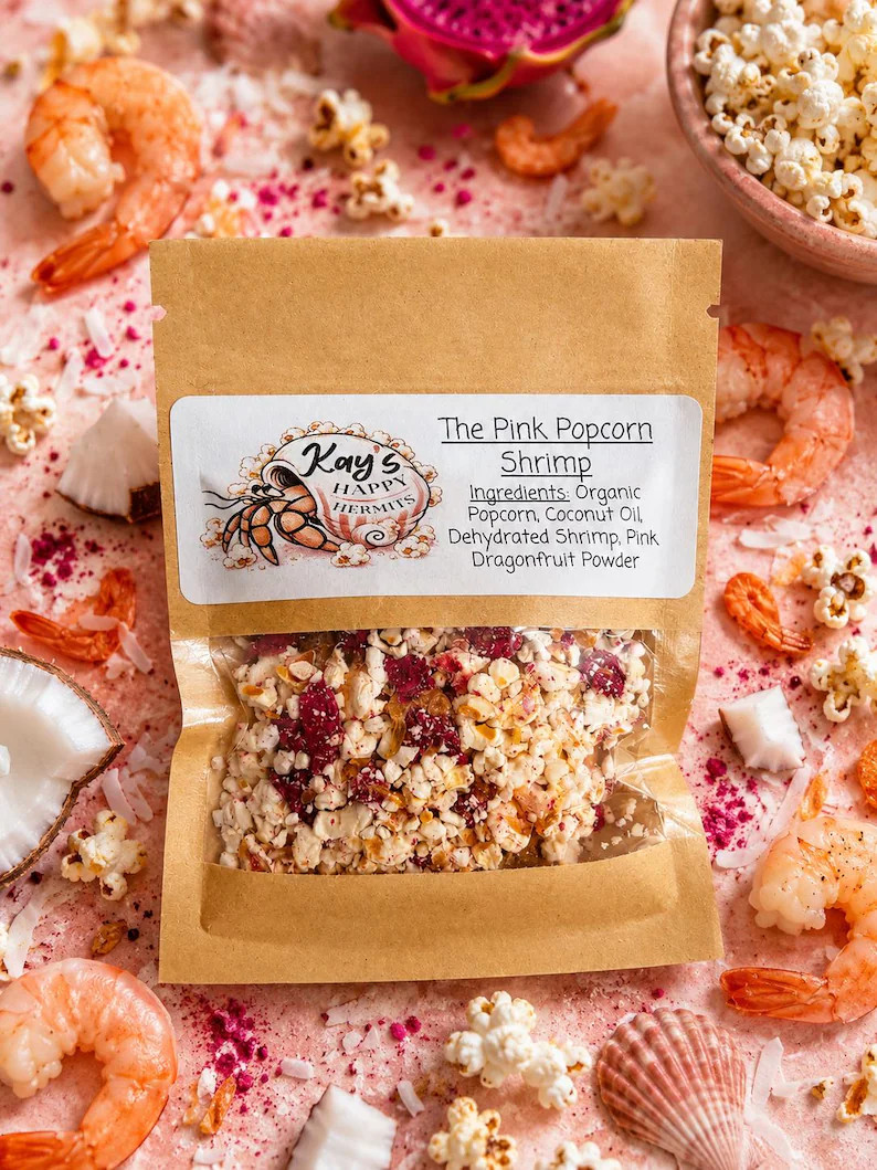 The Pink Popcorn Shrimp - Popcorn Treat for Hermit Crabs | Etsy (Global)