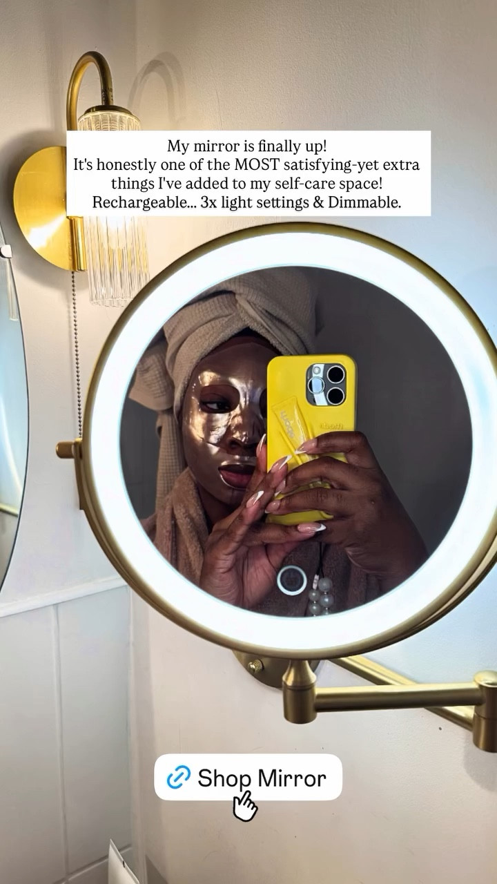My LED vanity mirror is finally up!
It's honestly one of the MOST satisfying-yet extra things I've added to my self-care space!
Rechargeable….. 3x light settings & Dimmable.

#LTKuk #LTKeurope #LTKhome