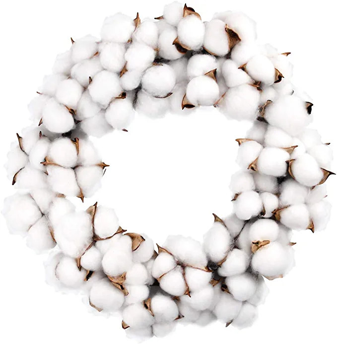 12 Inch Cotton Wreath Cotton Boll Wreath Rustic Wreaths for Front Door Wedding Decoration | Amazon (US)